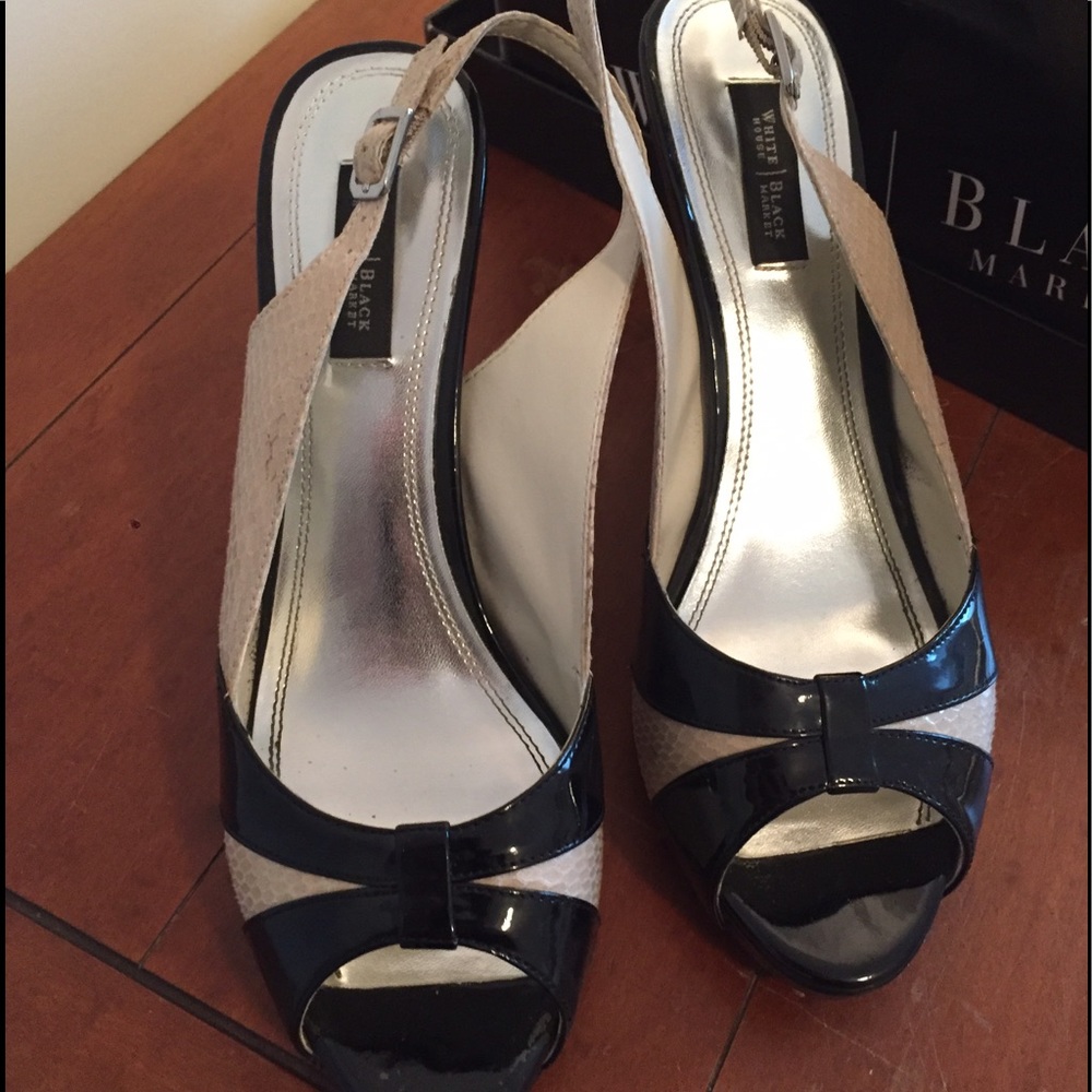 White House black market sling back peep toe shoes